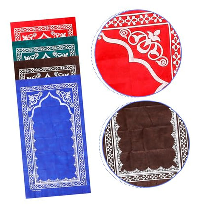 4pcs Soft Islamic Prayer Mats Delicate Patterns Padded Muslims Rug Eid Festival Decorative Rugs for Boys and Girls and Adults
