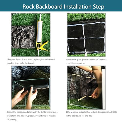 4pcs Rock Terrarium Background,3D Reptile Tank Background Board,Amphibian Stereo Backdrop Wall,Lizard Snake Gecko Spider Chameleon Turtle Fish pet silo Background Decorative Panel - color: Blue-11.8"*8.8"（4pcs）