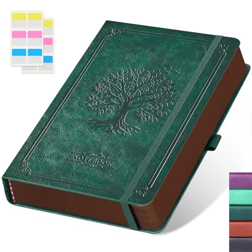FOCUS DAY A5 Journal Notebook for Women Men, 320 Pages Lined Journaling Notebook with 100GSM Thick Paper, Hardcover Leather Note book for Work Writing Note Taking Diary, School, 5.7'' X 8.4'', Green - color: 10.Green, size: A5
