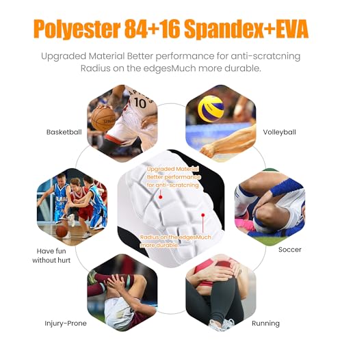 Basketball knee pads, compression leg covers for teenagers and adults, wrestling knee pads, football volleyball, pickleball, weightlifting knee pads (1 white long knee pad, X-Small) - color: White-1, size: X-Small