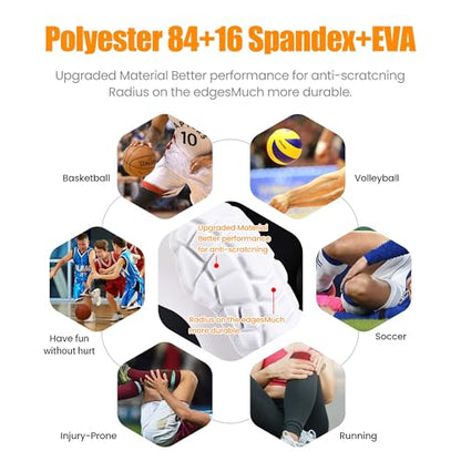 Basketball knee pads, compression leg covers for teenagers and adults, wrestling knee pads, football volleyball, pickleball, weightlifting knee pads (1 pair) (White, X-Small) - color: Long white, size: X-Small