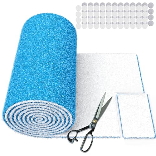 UBeesize Air Vent Filters, 120" x 12" Cut to Size Air Filter Material (50+ Filters), MERV 8 Triple Vent Filter Kit for Home Floor, Grilles, Ceiling, HVAC Furnace Vents, With 48PCs Adhesive Hook Tape - size: 12" x 120" x 0.5"