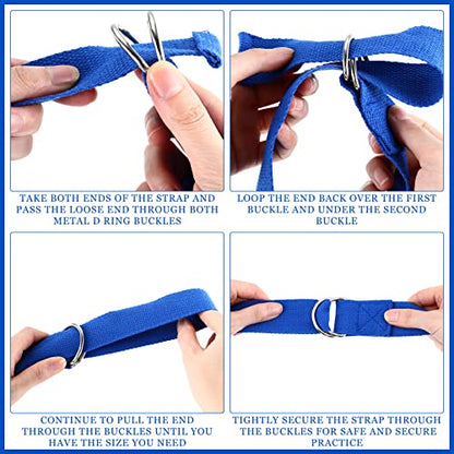 6 Pcs Yoga Strap for Stretching 8 ft Yoga Exercise Adjustable Straps Bands with Safe D Ring Buckle for Pilates, Gym Workouts, Fitness, Physical Exercise, Dance, Improve Flexibility - color: Royal Blue