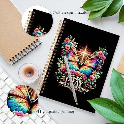 Butterfly Christian Notebook, Inspirational Bible Verse Journal for Women, Pray About Everything Religious Scripture Spiral Notebook, Prayer Journal for Woman, 5.5x8.3 - color: bt14