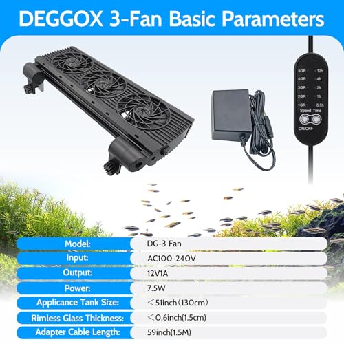 Upgrade Aquarium Fan with Memory Function,Fish Tank Cooling Fan,Aquarium Cooler Water Chiller for Axolotl Betta Fish Accessories with Adjustable Speed and Timer(3 fan) - size: 3 fan