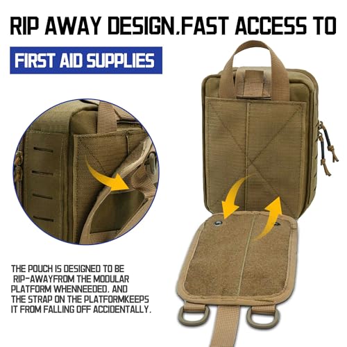 Molle Ifak Pouch, Rip Away Molle Tactical Medical Pouch, Empty First Aid Kit Bag for Duty Belt (1 Pack-TAN) - color: 1 Pack-tan