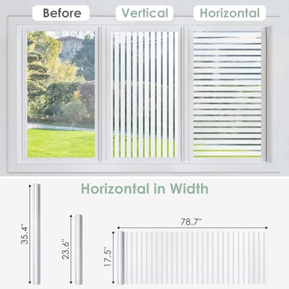 rabbitgoo Frosted Glass Window Privacy Film, Classic Stripe, 23.6" x 78.7" | Reeded Blinds Design, All Day Privacy Shield, Opaque Frosted Cover, Sun Blocking, Static Cling No Glue, for Home, Office - color: Classic Stripe, size: 23.6" x 78.7"