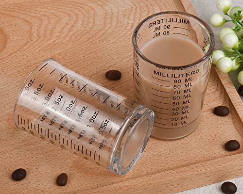 Measuring Cup 2 Pieces Shot Glass Measuring Cup with 4 Kinds of Measuring Scale for Small Amount Liquid (Black, 120ml) - color: Black, size: 120ml