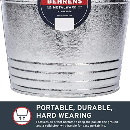 Behrens 1214GS Galvanized Steel Utility Pail, 14-Quart, Gray - size: 14-Quart, style: Hot Dipped