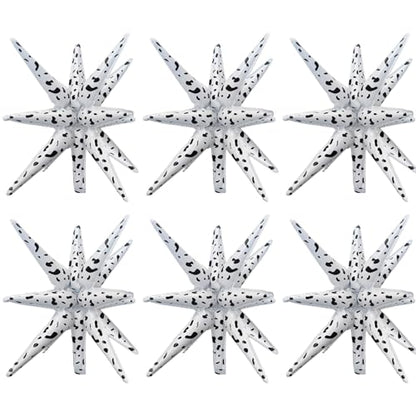 6 Pcs Spots Star Foil Balloons One-Piece 14-Pointed Star Balloon 4D Starburst Cone Mylar Balloon 22inch Christmas Birthday Wedding Wedding Anniversary Party Supplies (Spots) - color: 22 Inches Spots