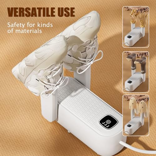 Boot Shoe Dryer - 3-4 Heat Settings, 360° Rapid Drying, Auto Shut-Off & Timer for Sneakers, Work Boots, Gloves - color: White -2 Poles