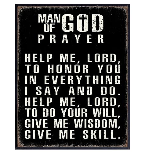 Christian Wall Art For Men LARGE 11x14 - Inspirational Bible Verse Print Sign - Religious Gifts for Him - Motivational poster - Scripture - Man cave, Office, Church Decor - Christianity Art Decoration - size: 11"L x 14"W, style: Unframed
