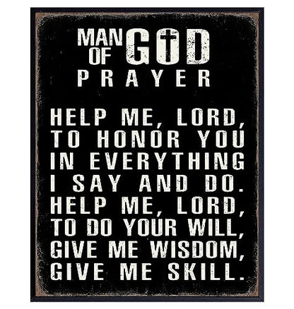Christian Wall Art For Men LARGE 11x14 - Inspirational Bible Verse Print Sign - Religious Gifts for Him - Motivational poster - Scripture - Man cave, Office, Church Decor - Christianity Art Decoration - size: 11"L x 14"W, style: Unframed