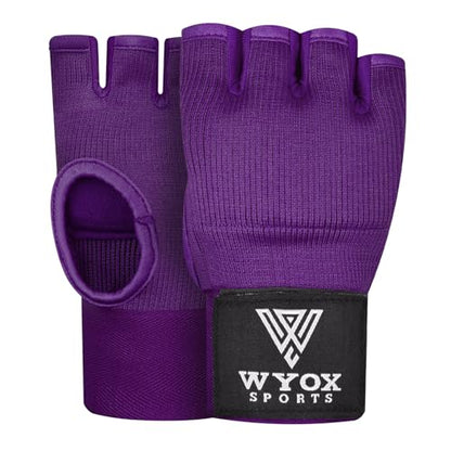 WYOX Boxing Hand Wraps Inner Gloves & Curved Focus Mitts Bundle for Men & Women Adults – 80cm Wrist Support, Gel Padding, MMA Muay Thai Kickboxing Training Gloves & Pads