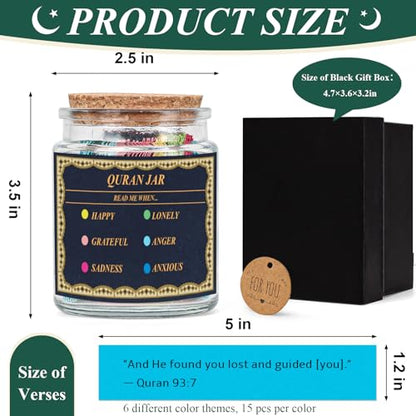 Quran Verse Jar with 90 Pcs English Verse Paper Ramadan Gifts Eid Decor Quran Prayer Jar Muslim Gift Set for Islamic New Year Decoration Muslim Women Kids Friends Spiritual Comfort Read : Home & Kitchen