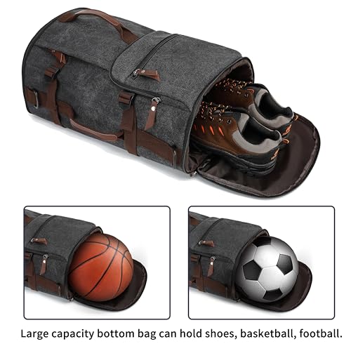 gym duffel bag backpack wrestling bag with shoe compartment 4 kinds of back method waterproof sports walking laptop - color: C-black
