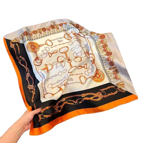 Square Silk Scarf Women Shawl Headbands Small Soft Neckkerchief Cat Print Bandana Satin Hijab Scarves - color: 21