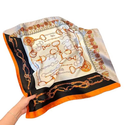 Square Silk Scarf Women Shawl Headbands Small Soft Neckkerchief Cat Print Bandana Satin Hijab Scarves - color: 21