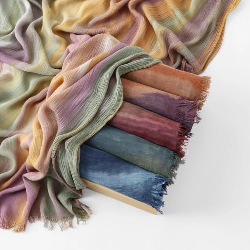 Women Crinkle Cotton Modal Hijab Scarf Tie Dye Long Shawl Wrap Headscarf - color: 5