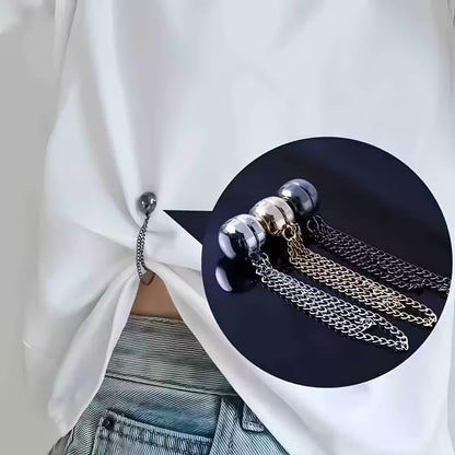 6PCS Magnetic Shirt Clips for Women, Adjustable Chain Clothing Clips No-Sew Magnetic Fasteners for Shirts, Sleeves, Skirts, Pants & Dress Waist Cinch Accessories (3 Colors 6pcs)