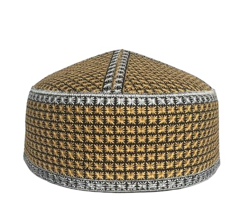 Men's Unisex Muslim Men Prayer Cap Ramadaan Cap Eid Cap Handmade Kufis Namaz Hat Beanie - color: Golden, size: X-Large