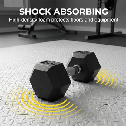 24 Tiles Interlocking EVA Foam Floor Tiles, Puzzle Exercise Mat, Home Gym and Garage Workout Mat, Black, 20 in x 20 in x 0.39 in, 64 Sq Ft (24, Grey) - color: Grey