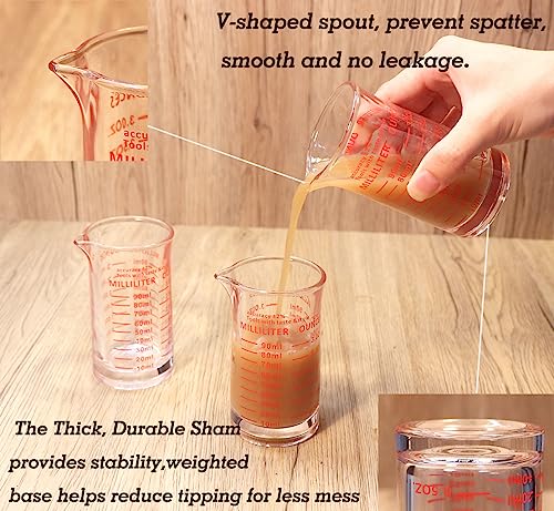 Ackers 3oz/90ml Glass Measuring Cup – Shot Glass with Double Scale-Ounce,Ml Markings for Kitchen & Bar(Red Line) - color: Red(Single)