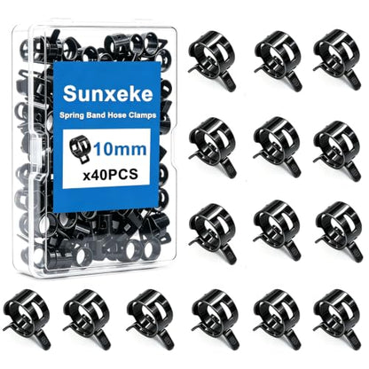 40Pcs 10mm Spring Band Hose Clamps, Black Fuel Line Hose Clamp Low Pressure Air Clip Strap for Silicone Vacuum Hose Fuel Line Clamps - color: Black-10mm-40pcs