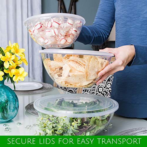 Disposable 48 Ounce Round Crystal Clear Plastic Bowls With Lids 4 Sets - size: 48 OUNCE