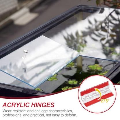 MECCANIXITY Small Acrylic Hinges Plastic Self-Adhesive Clear Hinge 75 x 45mm Continuous Piano Folding Hinges for Aquarium Lid Crafts Display Stand Pack of 2 Transparent - size: 75 x 45mm