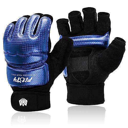 FitsT4 Sports Half Mitts MMA UFC Training Boxing Punch Bag Martial Arts Gloves - color: Blue, size: X-Small