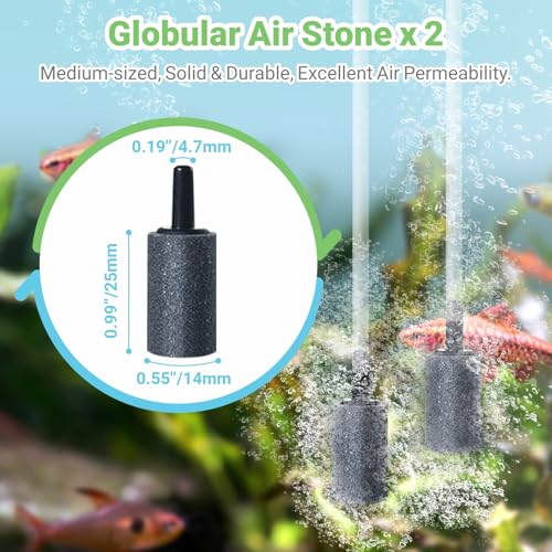 Moonorange Aquarium Air Pump Accessories Kit with Standard Tubing, 4pcs Air Stones, 2pcs Check Valves, 6pcs Suction Cups, 4pcs Connectors, T Shape Control Valve (10 Ft. Tubing Kit)