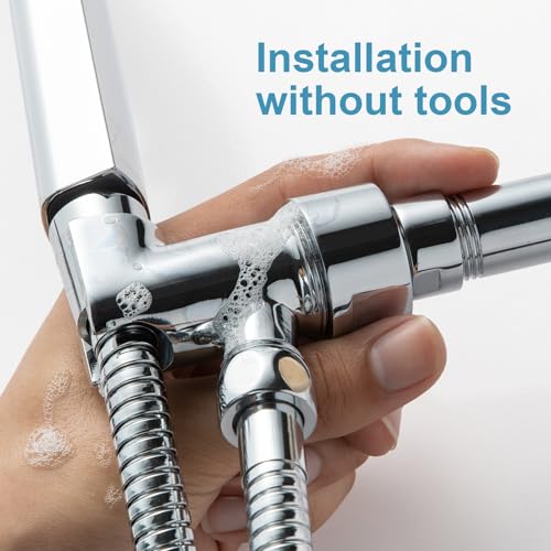 OFFO Shower Head Holder All Metal for Handheld Shower Head, Adjustable Shower Arm Mount with Solid Brass Pivot Ball, 1/2 in IPS Female Inlet and Male Outlet, Chrome - style: Chrome