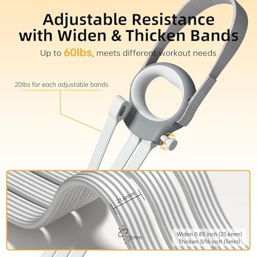 Figure 8 Fitness Resistance Bands with Handles, 20-60lb Adjustable Elastic Excercise Band, Non-Slip Fabric Silicone Bands for Strength Stretch Flexibility Training Arms Back Shoulder Chest Legs - color: Gray