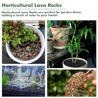 11 Pounds Mix Horticultural Lava Rocks, 3-6 mm Lava Rocks for Plants, Bonsai Rocks Horticultural Grit Soil Cover Gravel for Succulents and Hydroponics, Fairy Gardening, Top Dressing, Plant Drainage - size: 0.15-0.24 inch, style: Mix lava/ 11 pounds