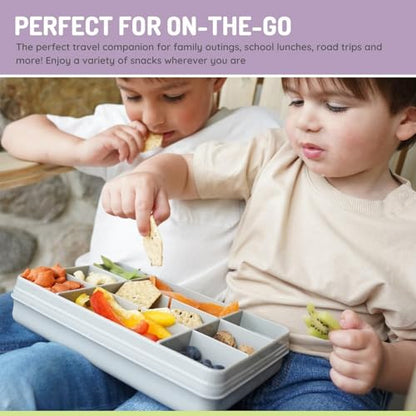 melii Snackle Box |12-Compartment Snack Container with Removable Dividers, BPA-Free Food Storage for Travel, School & On-the-Go Snacks, Kids & Family Organizer (Grey) - color: Grey