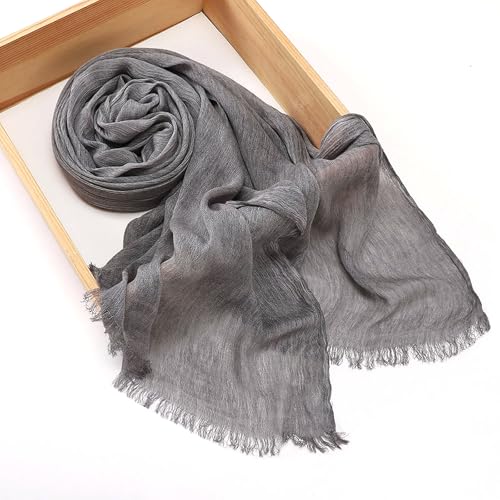 Crinkle Cotton Hijab, Soft Light and Breathable Hijab Scarf For Women, Suitable for All Seasons - color: Gray