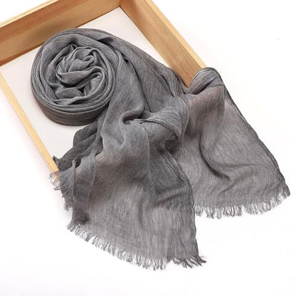 Crinkle Cotton Hijab, Soft Light and Breathable Hijab Scarf For Women, Suitable for All Seasons - color: Gray