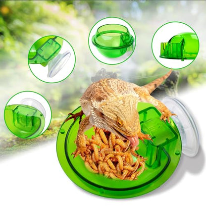 Reptile Bowl with Suction Cup,Chameleon Feeding Bowl,Gecko Food and Water Feeding Dish Pet Feeder Supplies Accessories for Lizards,Snakes,Bearded and Dragons(4 Pcs) - size: 【4 PCS】