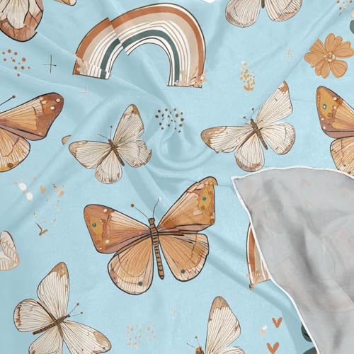 Women's Silk Scarf Square Satin Head Scarves Fashion Neck Scarf Hair Wraps Silk Bandana - color: Bohemia Butterfly Rainbow