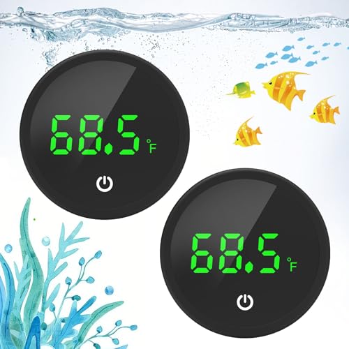 QZQ Fish Tank Thermometer Aquarium Thermometer Wireless Touch Stick Digital Aquarium Thermometer LED Display ±1°F for Monitoring The Fish Tank Aquarium Temperature Accessories (2 Pack Black) - color: Black 2Pack