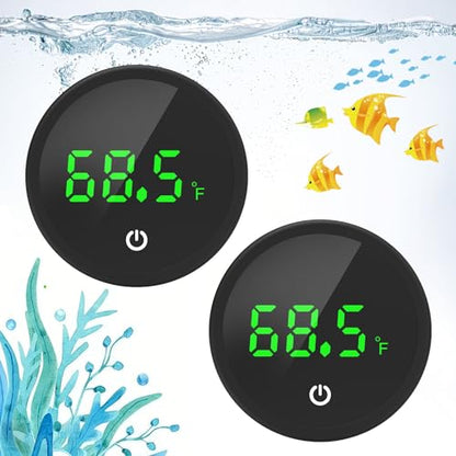 QZQ Fish Tank Thermometer Aquarium Thermometer Wireless Touch Stick Digital Aquarium Thermometer LED Display ±1°F for Monitoring The Fish Tank Aquarium Temperature Accessories (2 Pack Black) - color: Black 2Pack