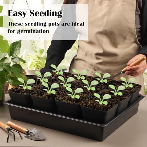 RooTrimmer 4 inch (10CM) Square Nursery Pots 120pcs, Sturdy Seedlings Trays 10 Pcs, Seeds Starter Germination Tray, Microgreening Planter Nursery Propagation 10 Sets - size: 4" Pots-120P + 16.2" x 13.2" x 2.6" Trays-10P