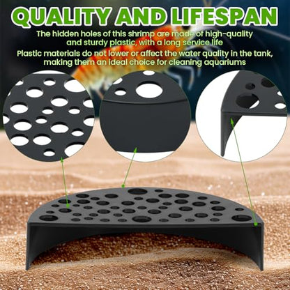 Shrimp Hides for Aquarium 2 Pack, Shrimp Cave Hideout Tunnels | Aquarium shrimp hideouts for molting, breeding, and shelter in shrimp tanks and planted aquariums with multi-opening design