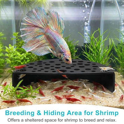 2 Pcs Shrimp Hides for Aquarium, ABS Plastic Aquarium Cave Shelters Small Fish Shrimps Tunnel House with Multiple Holes for Fish Tank Decor Accessories