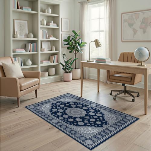 4'x6' Blue Midnight Islamic Prayer Design Washable Area Rug - color: Blue/Pattern 18, size: 4' x 6' (Rectangular)