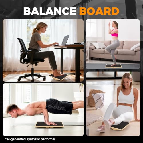 2-in-1 Wooden Balance Board with Adjustable Incline (15°–35°) – Slant Board & Calf Stretcher for Balance Training, Core Strength, and Ankle Mobility – Solid Wood, Non-Slip Surface, Ideal for Home Gym & Physical Therapy