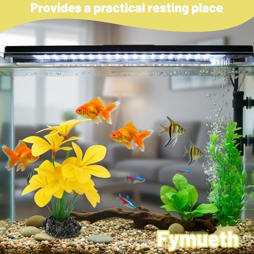 Silk Plants for Fish Tank, 2 Silk Aquarium Plants for Betta Fish, Compact 2x3x6 Inch Design with Realistic Stone Base, Functional Resting Spots for Small Tanks and Reptile Habitats