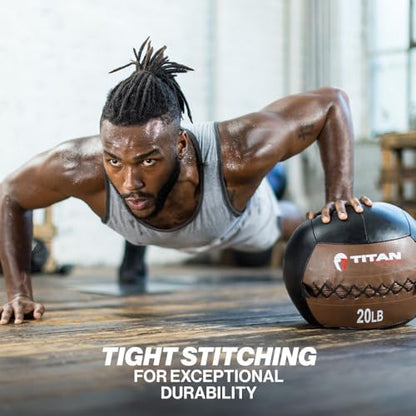 Titan Fitness Soft Leather Medicine Wall Ball Durable, Endurance, Cardio, Core Strength - size: 10 lb