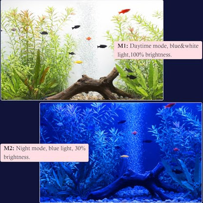 Dirvin LED Fish Tank Light with Timer, 24/7 Mode & 3 Color Aquarium Light | Submersible Adjustable Brightness, IP68 Waterproof, Sunrise-Daylight-Moonlight, Auto On/Off for Fresh and Salt Water, 6W - size: 11in